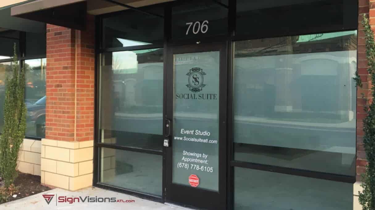 Frosted window graphics in Peachtree City GA