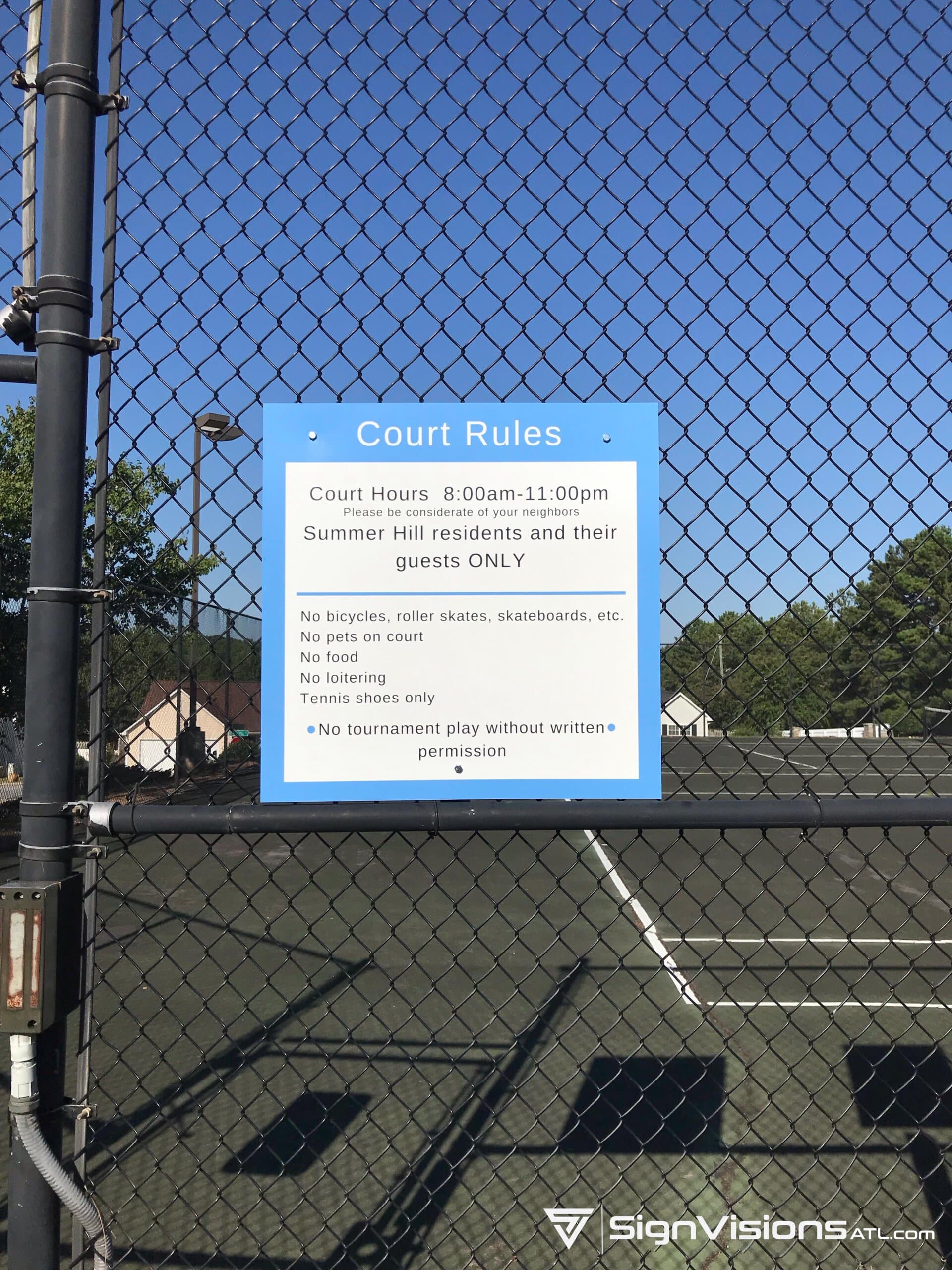 HOA Tennis Court Rule Signs in Stockbridge GA