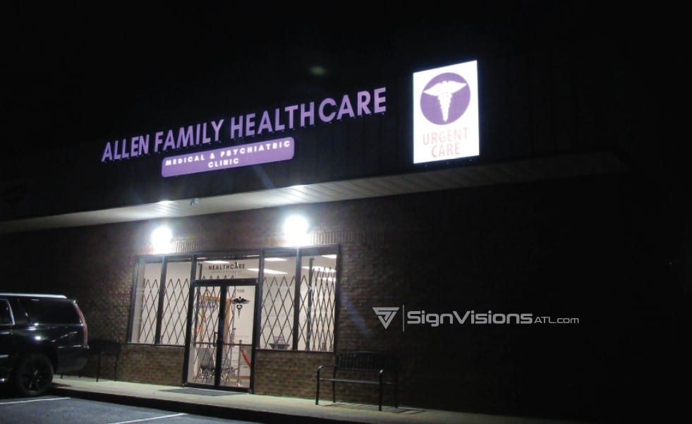 Exterior signage suite for healthcare center in Riverdale GA