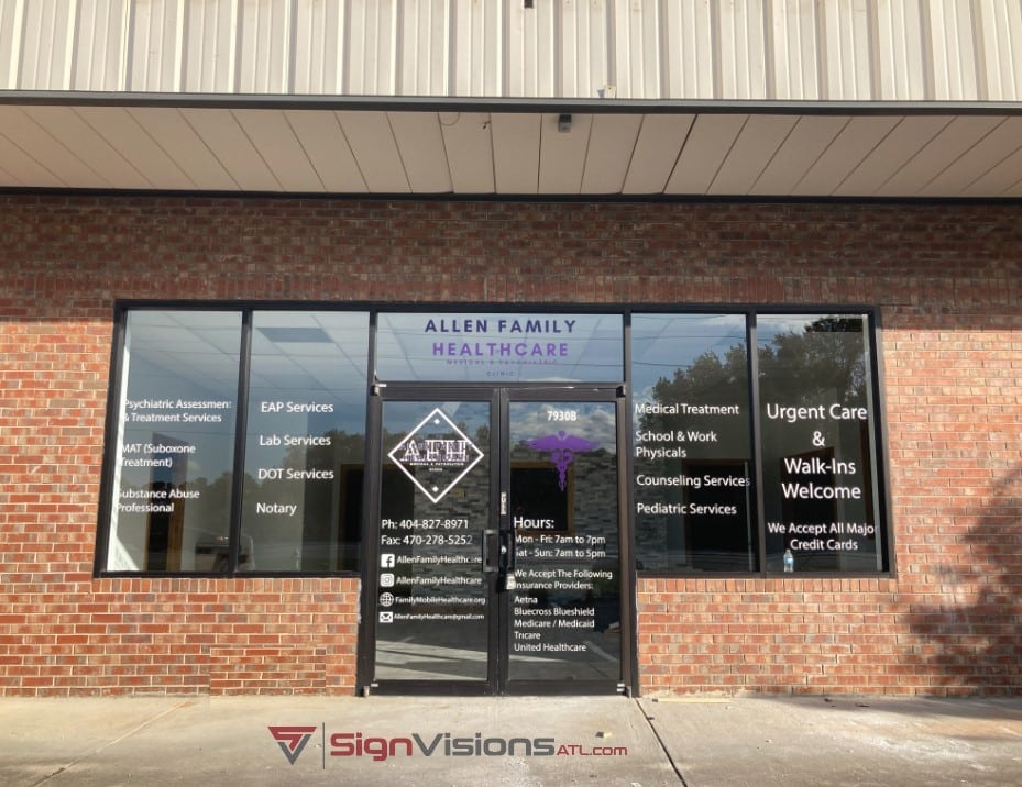 Window Graphics for Healthcare Clinics in Riverdale GA