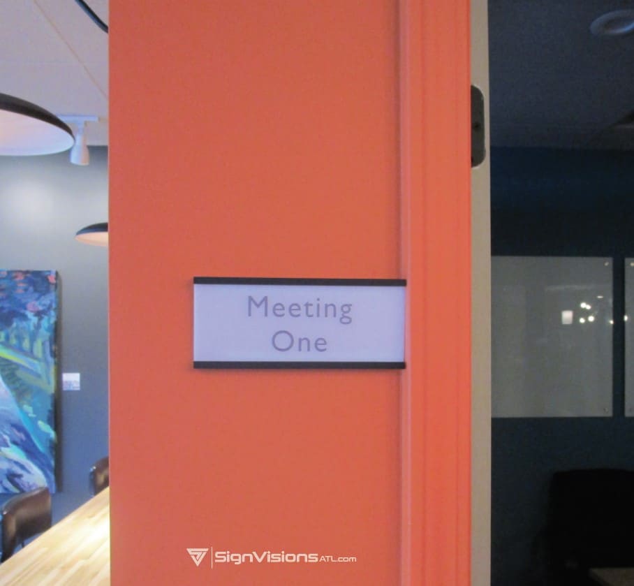 Interior signs for meeting rooms in shared office space centers in Peachtree City GA