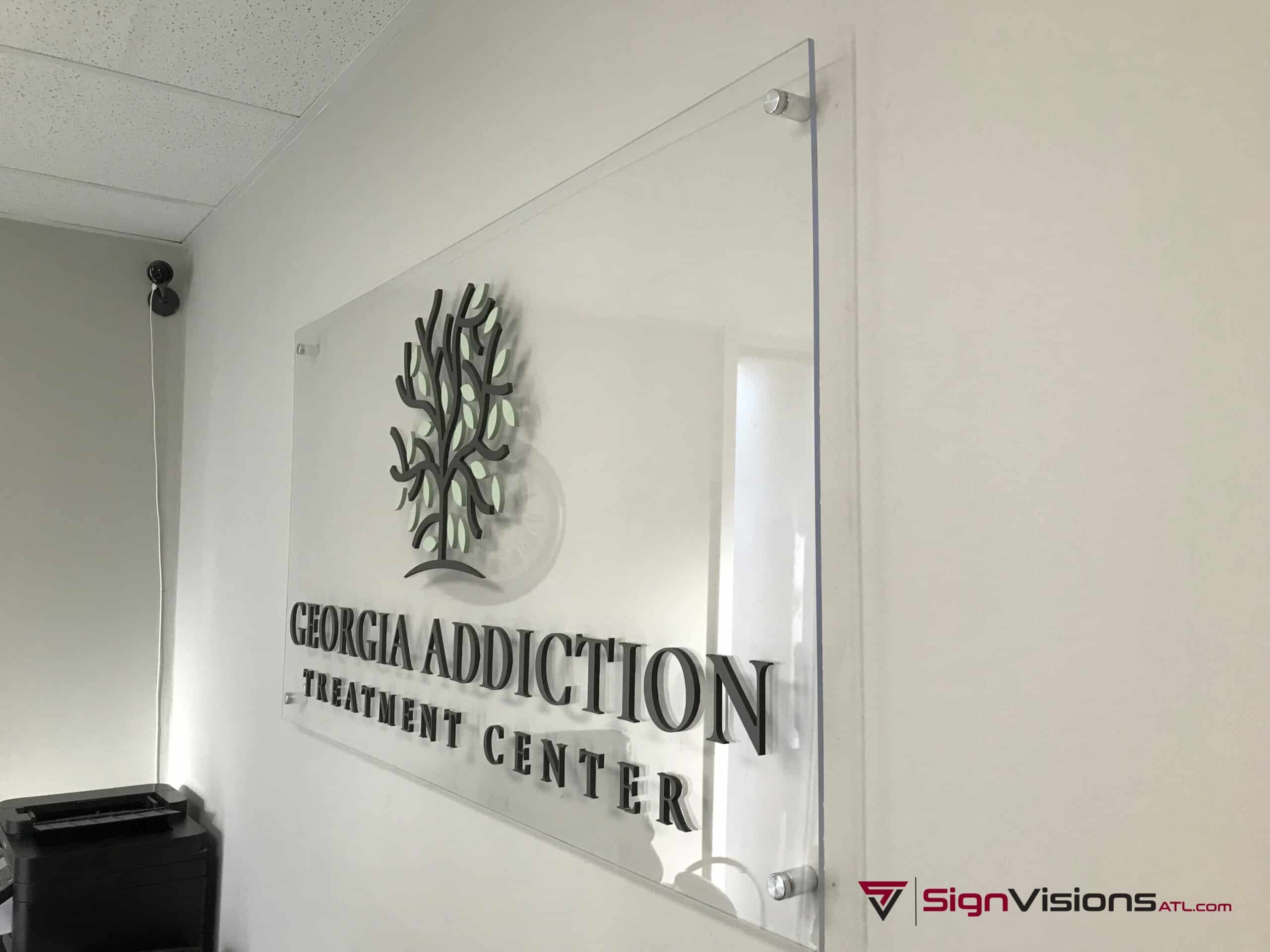 Lobby signs for Detox and Addiction Centers in Peachtree City GA