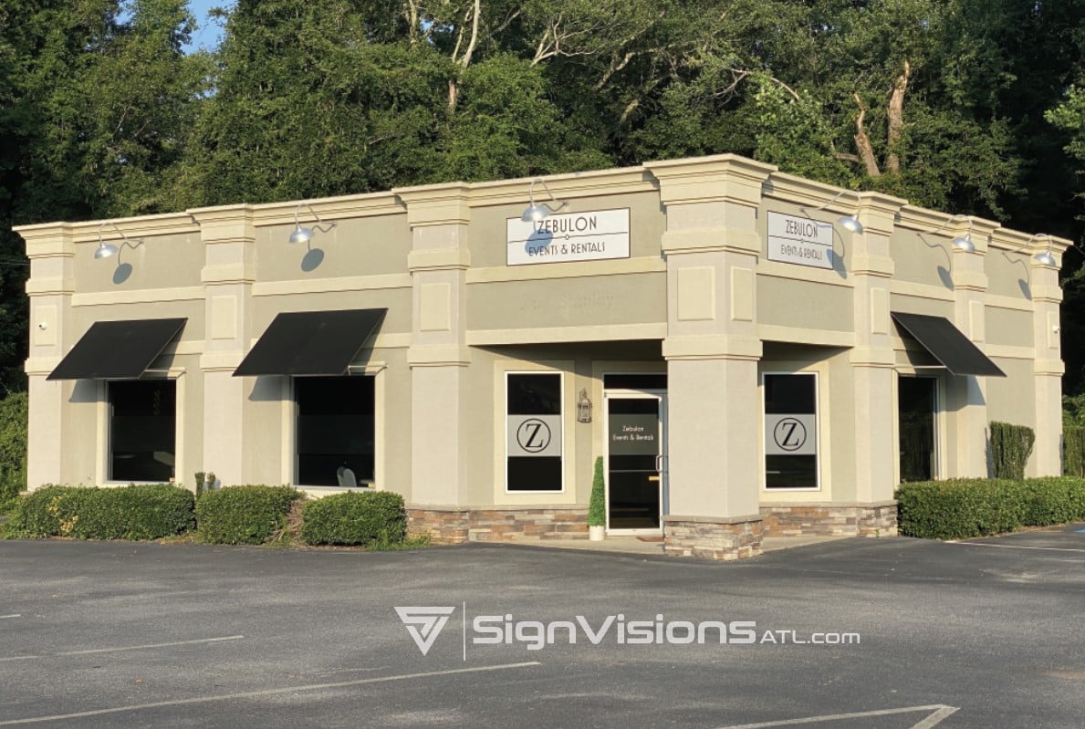 Metal building signs and frosted window graphics in Griffin GA