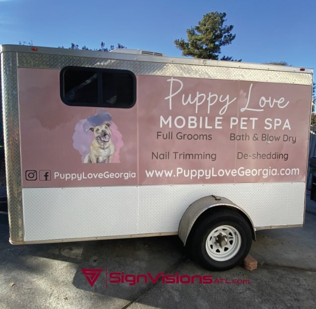 Trailer Wraps for Mobile Pet Groomers in Woodbury GA
