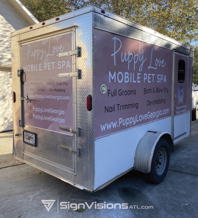 Trailer wraps for mobile pet groomers in Senoia GA